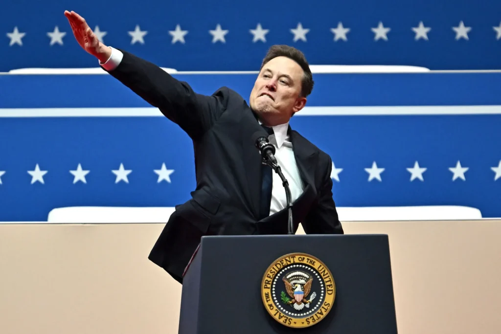 Elon Musk giving a nazi salute at Donald Trump inauguration Mon Jan 20, 2025